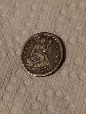 1854-P Liberty Seated Quarter With Arrows AU Condition - Image 1 of 4