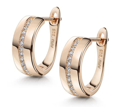 925 ECHT SILBER, ROTGOLD PL. *** 1 Paar  Creolen Roségold vergoldet 15 mm Ø - Bild 1 von 3