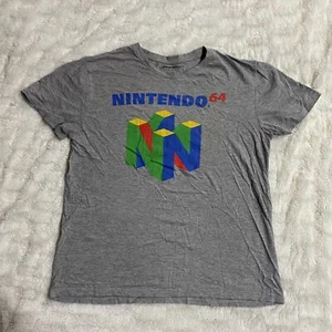 Nintendo 64 Mens Gray Cotton Spell Out Logo Crewneck Short Sleeve T-Shirt Size L - Picture 1 of 5