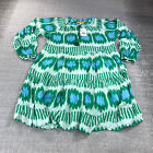 New Oliphant Dress Women Large Ballon Sleeve Short Dress Ikat Green Silk 1116V2