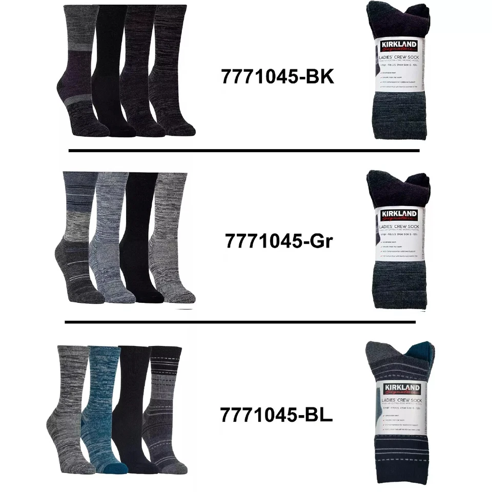 4 pares de calcetines Kirkland Signature extra finos de mezcla de lana merino para mujer y mujer  Foto 1 de 1