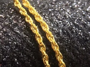 Collar de Oro Amarillo Puro 18K Cuerda Fina Sólida 18QUIT Cadena Torcido Singapur - Imagen 1 de 11