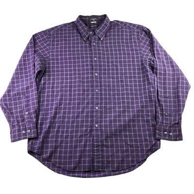 Nautica Men's Classic Fit Stretch Button Dress Shirt Plum Purple Check 2XL - Image 1 of 4