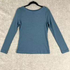 David Lawrence Womens Small Jumper Top Blue Long Sleeve Boat Neck Stretch - Picture 1 of 18