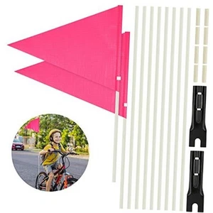 2 Pieces 6 ft Bike Safety Flag with Pole, Safety Flag with Bicycle Mounting - Picture 1 of 8
