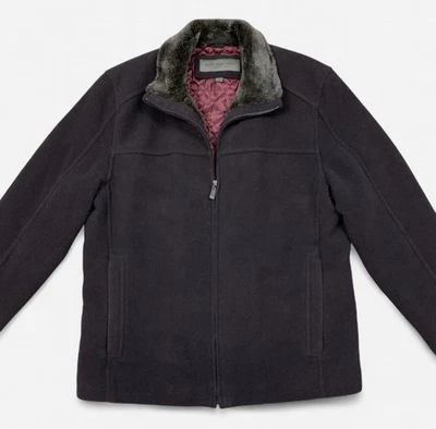 Andrew Marc New York Brown Wool Blend Faux Fur Quilt Lined Jacket Coat Mens LG - Image 1 of 4