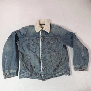 Chaqueta de mezclilla GAP para hombre pequeña azul Sherpa forrada de lana jean camionero chaqueta top - Imagen 1 de 16