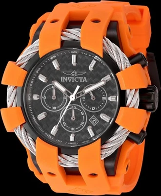 Invicta relógio masculino Bolt Chrono caixa 50 mm tom laranja mostrador preto fibra de carbono - Imagem 1 de 4