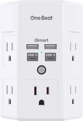 5 Outlet Extender Surge Protector Multi Plug Wall Adapter USB Charger Ports with - Image 1 of 4