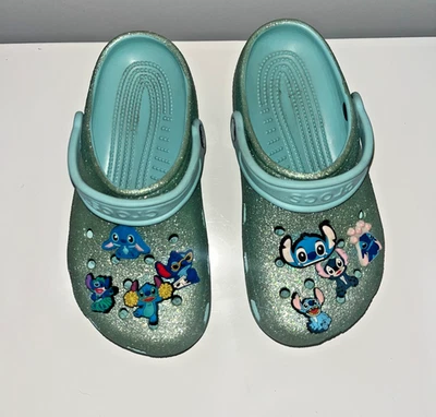 Crocs Clogs with Stitch Jibbitz Charms size J2 - Image 1 of 4