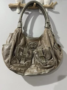 Kathy Van Zeeland Silber Umhängetasche Tasche Doppeltasche Krone Logo Herz Anhänger Y2K W - Bild 1 von 16