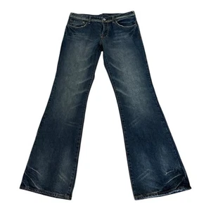 Evisu Denim Jeans Men 32x33 Blue Button Fly Paint RA29A8 Boot Distress Lot 0331 - Picture 1 of 16