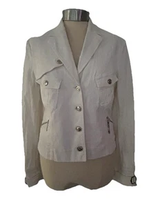 Vintage Christian Dior white fitted Denim Jacket stretch cotton jacket UK 14 - Picture 1 of 17