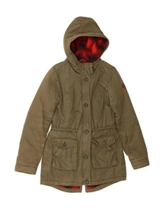 HOLLISTER Womens Hooded Parka Jacket UK 14 Medium Khaki Polyester MH06 - Picture 1 of 3
