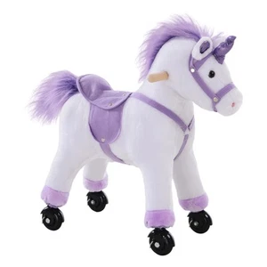 Reitpferd auf Rollen Fortbewegung Spielpferd Reittier Wiehern Plüsch Lila - Bild 1 von 10
