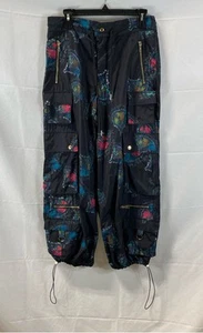 Cynthia Rowley Women's Black Multi Printed Nylon Cargo Pants Size S NWT - Picture 1 of 7