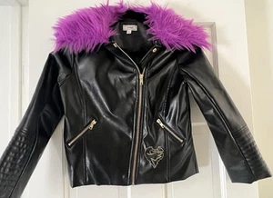 Mal Disney Descendants Jacket, Disney D-Signed, Blk Faux Leather, GIRLS MEDIUM - Picture 1 of 4