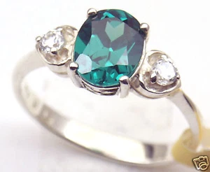 Anillo de plata esterlina circonita verde chapado en rodio, #37 - Imagen 1 de 1