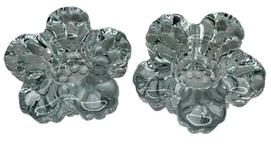 Candlestick Holders, Flower, Clear Glass For Taper Candles Set Of 2 -  2.5” - Picture 1 of 5