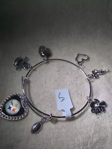 Pittsburgh Steelers Custom Expandable Charm Bracelet NEW #5 - Picture 1 of 2