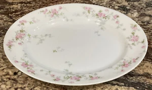 OVAL LINER/PLATTER L BERNARDAUD FRANCE LIMOGES PINK ROSE CLUSTERS VINES 11 1/8”L - Picture 1 of 5