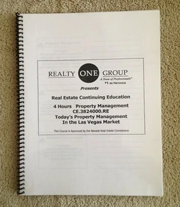 Las Vegas Real Estate Property Management Course 4Hrs. Continuing Education Book - Picture 1 of 12