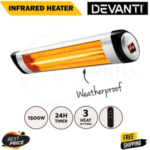 Devanti Electric Radiant Strip Heater Indoor Outdoor Patio Remote Control 1500W - Picture 1 of 9