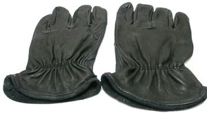 Men's Black Calf Skin Leather Gloves w Cinched Wrists Size Medium NEW - Picture 1 of 7