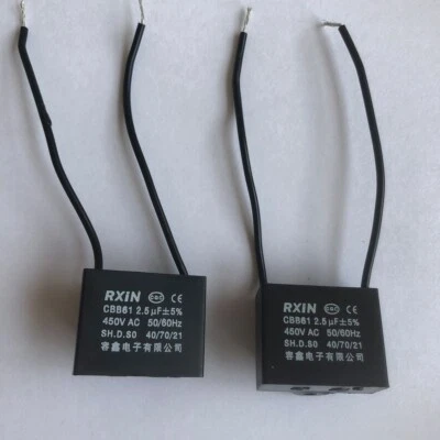 COMPSTUDIO 2PCS 450V 2.5UF CBB61 Ceiling Fan Motor Running Capacitor 2 Wire 50/60 Hz