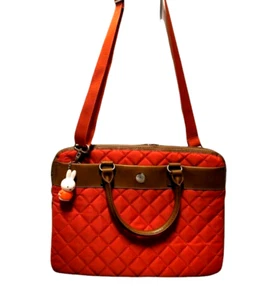 KNOMO LONDON Orange QUILTED Avignon 15" Laptop Padded Computer Handbag M Medium - Picture 1 of 8