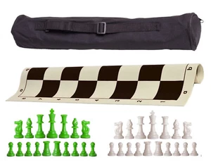 Juego de ajedrez de peso único Black Archer - bolsa de tablero con piezas verdes y blancas neón - Imagen 1 de 5