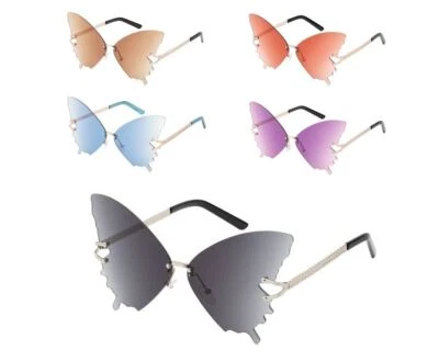 Women's Butterfly Shape Sunglasses Unique Rimless Metal Frames Fashion Novelty. - Image 1 of 3