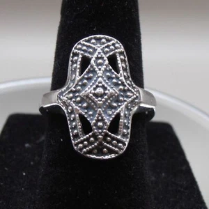 Anello Vintage Avon Tono Argento Filigrana Dichiarazione Misura 6 Ispirato Art Deco - Foto 1 di 5