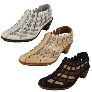 Ladies Rieker '46778' Woven Detail Leather Casual Slingback Shoes - Picture 1 of 21