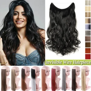 Mega Thick Invisible Wire In Hair Extensions Long Real As Human Hair Piece Curly - Picture 1 of 46