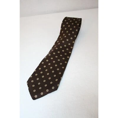 Corbata Bert Pulitzer Marrón Dorado Molinete Flor Hombre 100% Seda 4" Ancho Foto 1 de 2