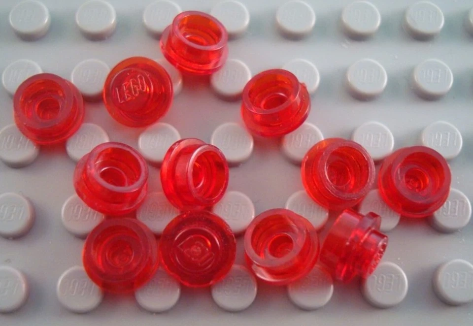 LEGO Lot of 12 Translucent Red 1x1 Round Plate Pieces - Image 1 of 1