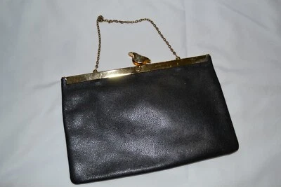 BOLSO/BOLSO DE MANO VINTAGE RETO "ETRA" PIEL DE LAGARTO NEGRO Foto 1 de 4