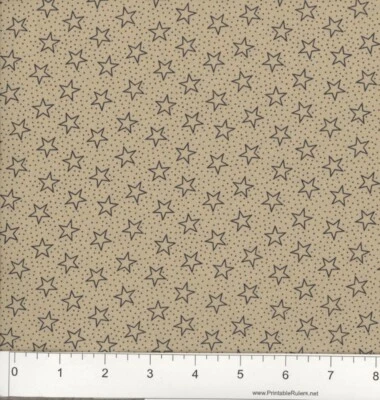 6 yds x 44" Tossed Patriotic Beige and Navy Stars Cotton Fabric - Image 1 of 4