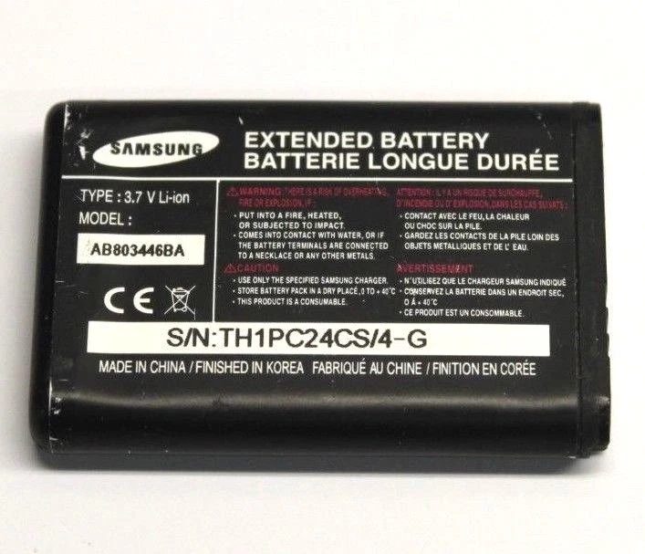 Batería de iones de litio extendida de repuesto original OEM Samsung AB803446BA 3,7 V 1300 mAh Foto 1 de 1
