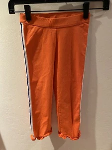 Girls 5 Janie & Jack - Capri Pants Orange Side Stripe Ruffled Hems - Picture 1 of 4