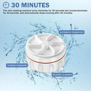 Mini Washing Machine Ultrasonic Turbine Laundry Washer Portable Travel Home USB - Picture 1 of 19