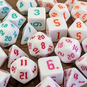 DND Würfel Set White Moon 7 Stück Spiel Würfel D20 TTRPG Dungeons Dragons Würfel D&D - Bild 1 von 14