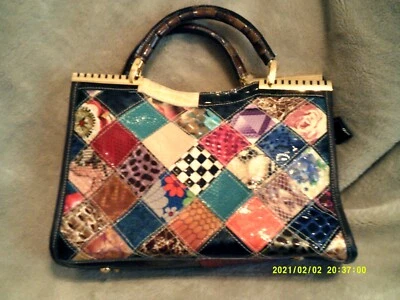 Bolso de Mano CHAOS By Elsie Patchwork Bloqueo de Color Cuero Genuino Foto 1 de 4