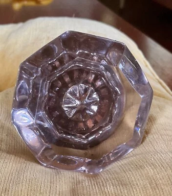 DE COLECCIÓN AMATISTA PÚRPURA OCTOGONAL VIDRIO Y LATÓN POMO PUERTA PERILLA Foto 1 de 4