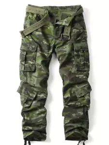 MEN'S CAMOUFLAGE CARGO PANTS Relaxed Fit Jungle Camo hunting casual work SIZE 34 - Picture 1 of 8
