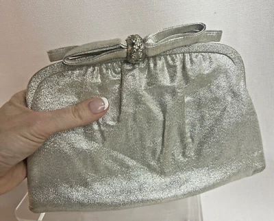 Lamé After Five Evening Gold Hand Bag Purse 50s Convertible Clutch Vintage chain - Image 1 of 4