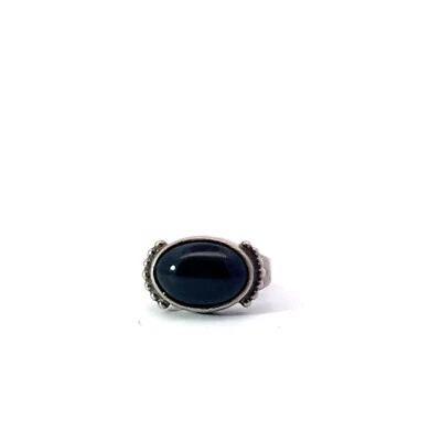 Anillo De Ónix Negro Creado En Laboratorio De Plata Esterlina De 11.4mm - Imagen 1 de 4