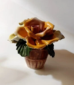 Vintage Genuine Capodimonte Rose Basket Flowers 5x7 Read Italy - Picture 1 of 9