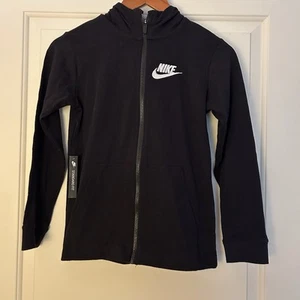 NWT Nike Boys Full Zip Black Hoodie Light Jacket Sz. Medium Athletic basketball - Picture 1 of 6
